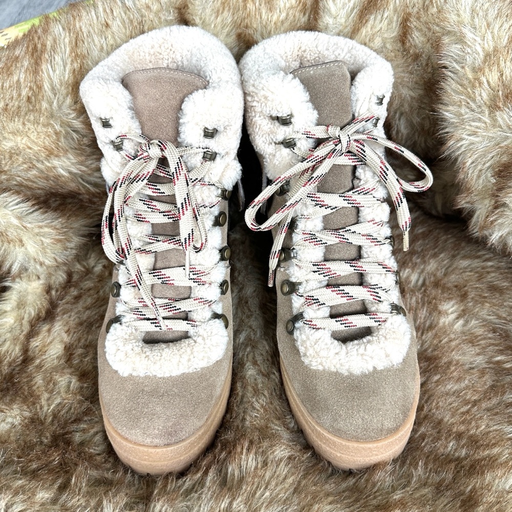 Designer See by Chloe suede with shearling ankle bootie